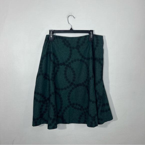 Boden Libby Green Black Circle Wool Blend A Line Skirt Size 14 Long - Picture 2 of 13